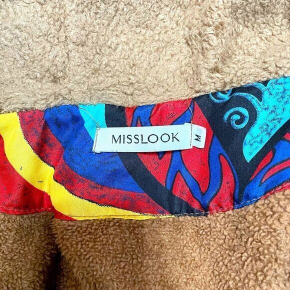 MISSLOOK Abstract Button-up Sherpa Lined Hooded Coat - Picture 6 of 7